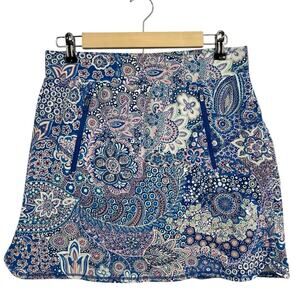 T By Talbots Blue Floral Abstract Pattern Athleasure Skort Small Tennis Hiking